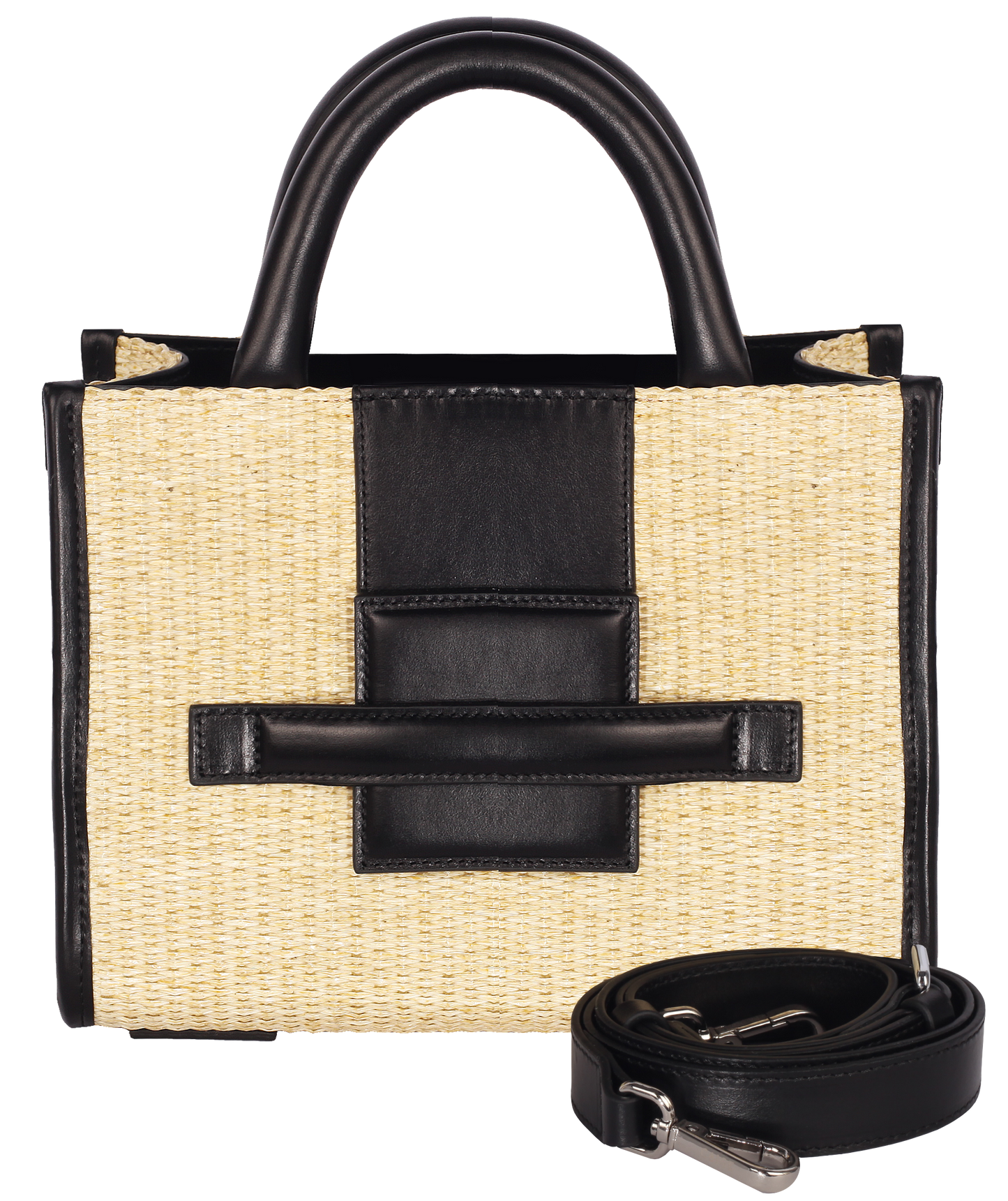 BO Box Midi Raffia/Black Leather