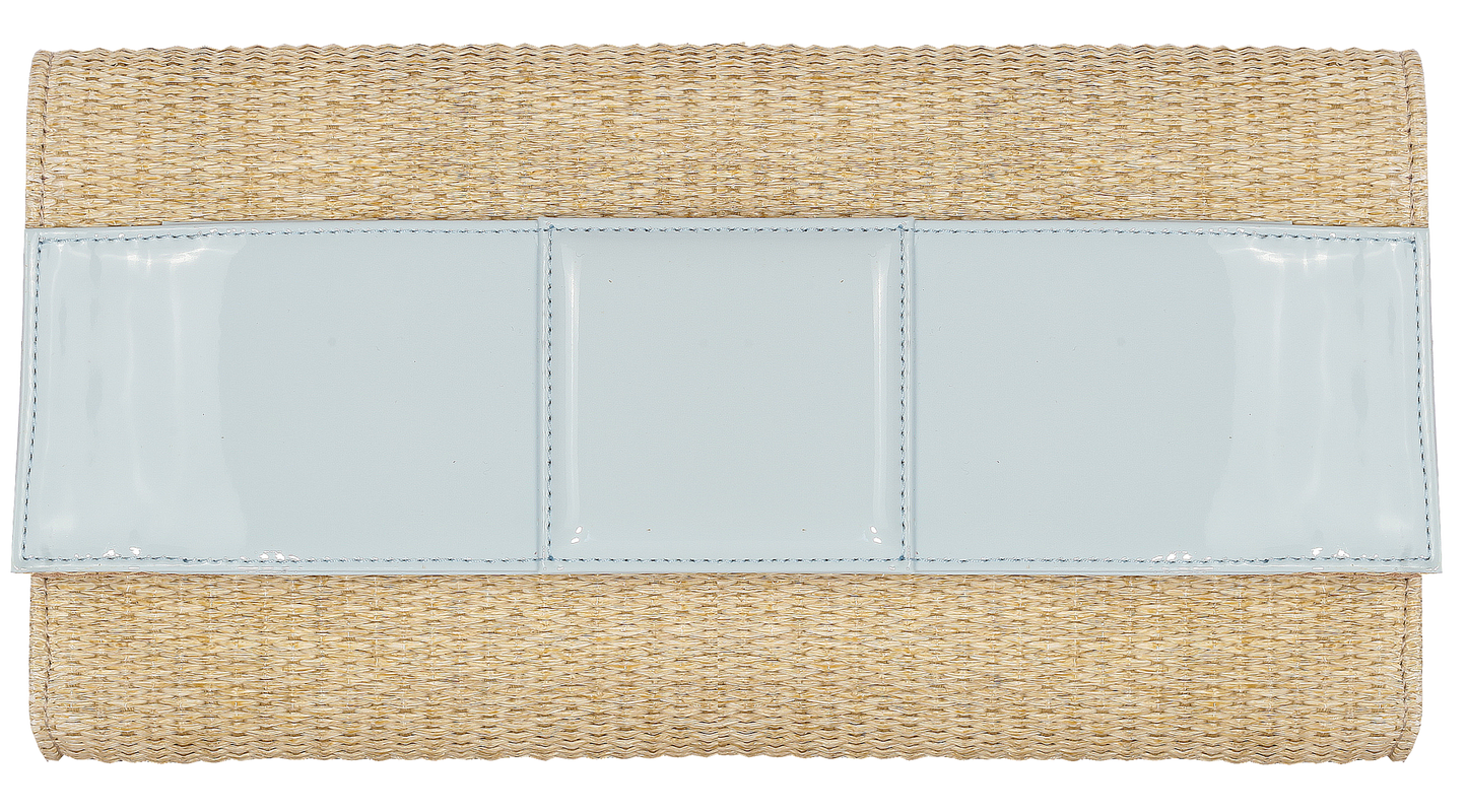 Sienna Clutch Raffia/Ice Blue